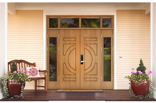 Cửa thép vân gỗ 4 cánh biệt thự