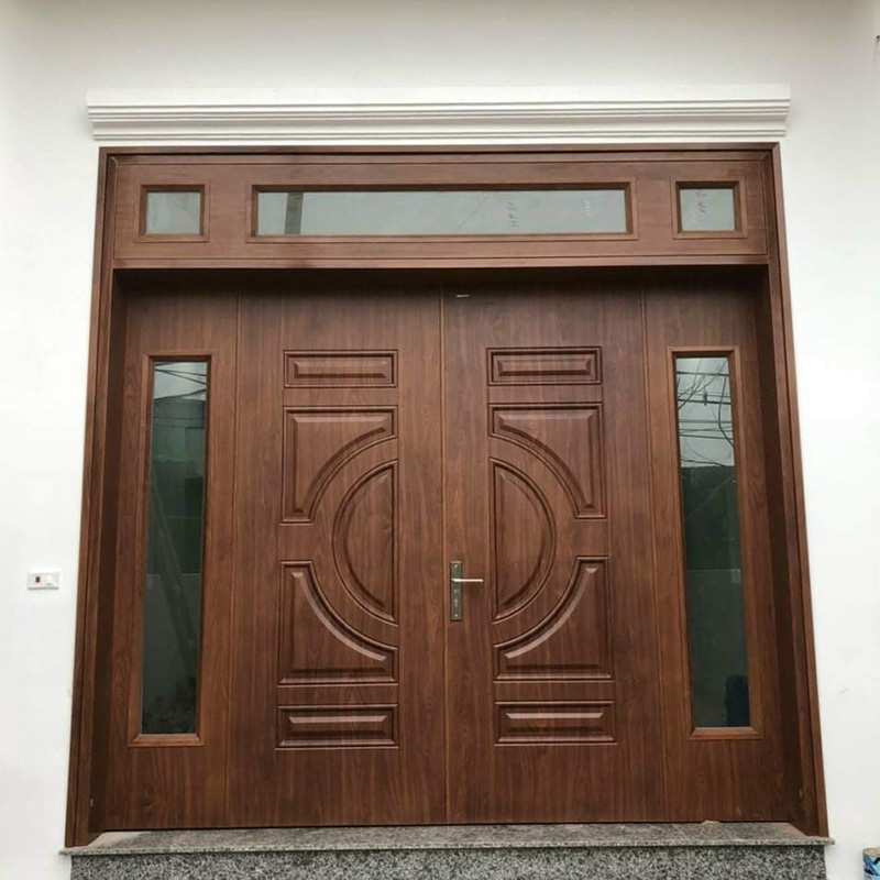 cửa thép vân gỗ 4 cánh biệt thự
